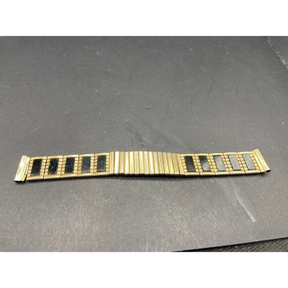 Vintage Rare Speidel 10k Yellow Gold Filled Top & Black Onyx Watch Band 17mm main image 6